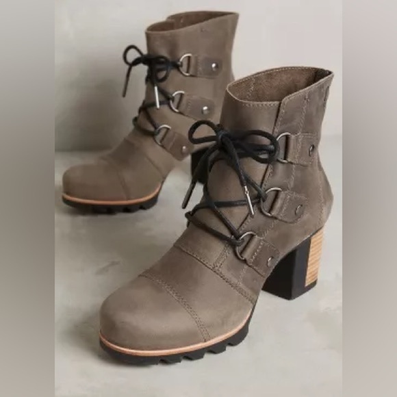 Sorrel Addington Brown Leather Lace Up Block Heel Ankle Boots Size 8 - Picture 1 of 8